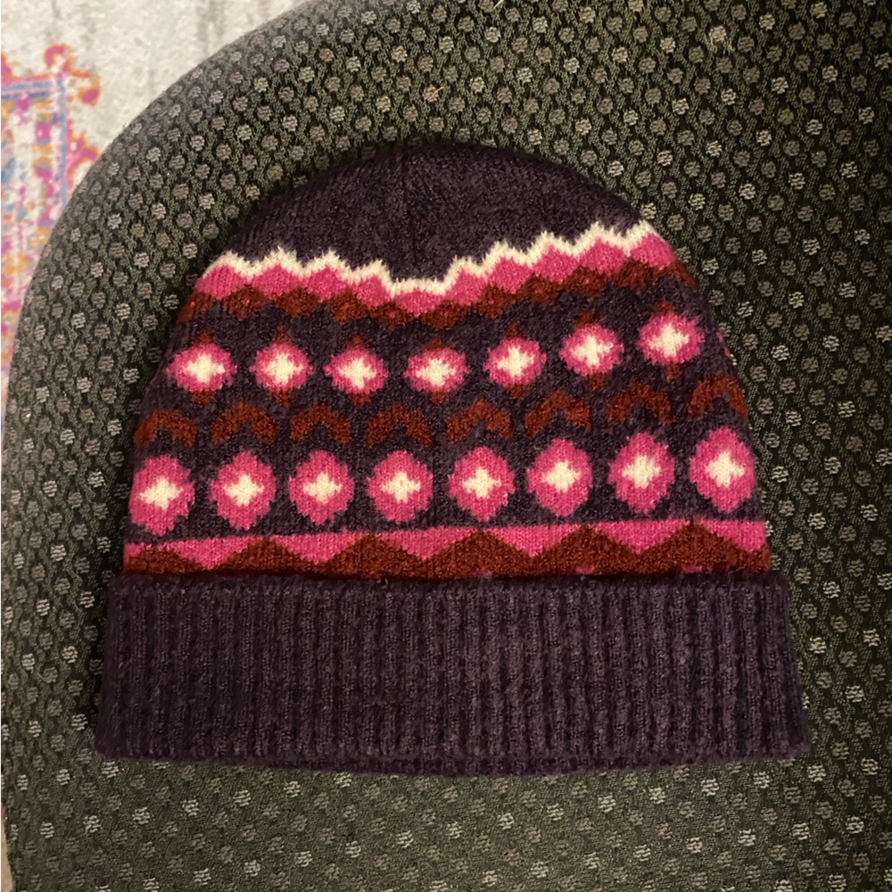 Plum fairisle beanie